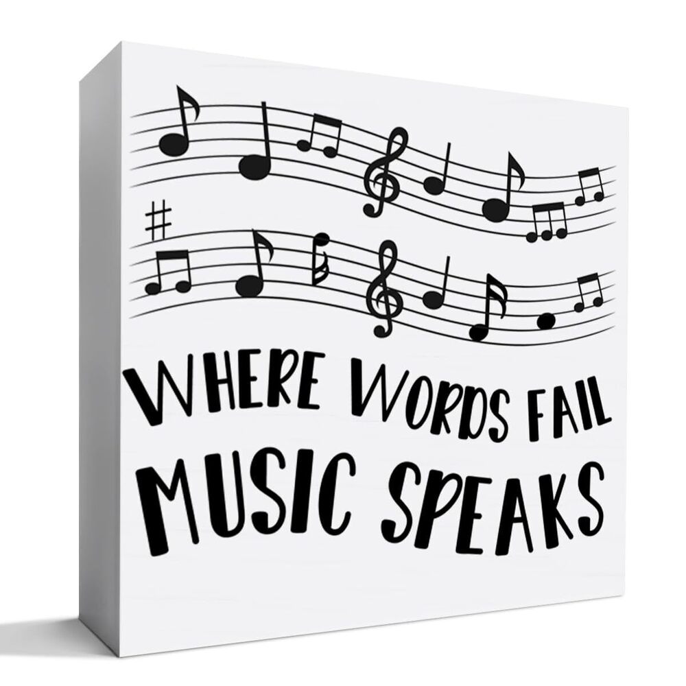 3527 Music Lover Wooden Sign, 5 x 5 inches, Modern Music-Themed Decorative